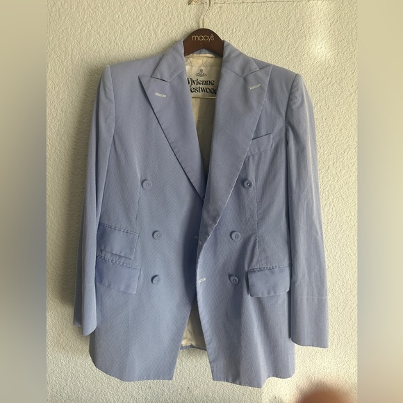 Vivienne Westwood - Oversized Double-Breasted Pinstriped Cotton-blend Blazer 42 - Picture 6 of 11